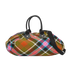 Winter Tartan Bowling Bag, &pound;140, Handbags, Black/Blue/Pink, Fabric/Leather, Front view